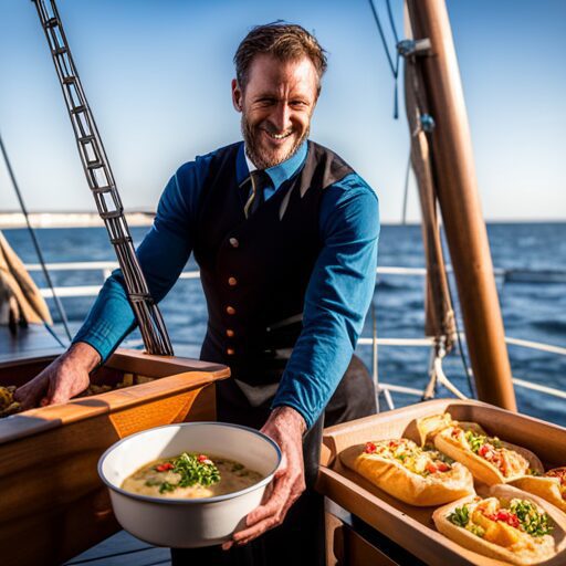 sailor cooking dinner onboard